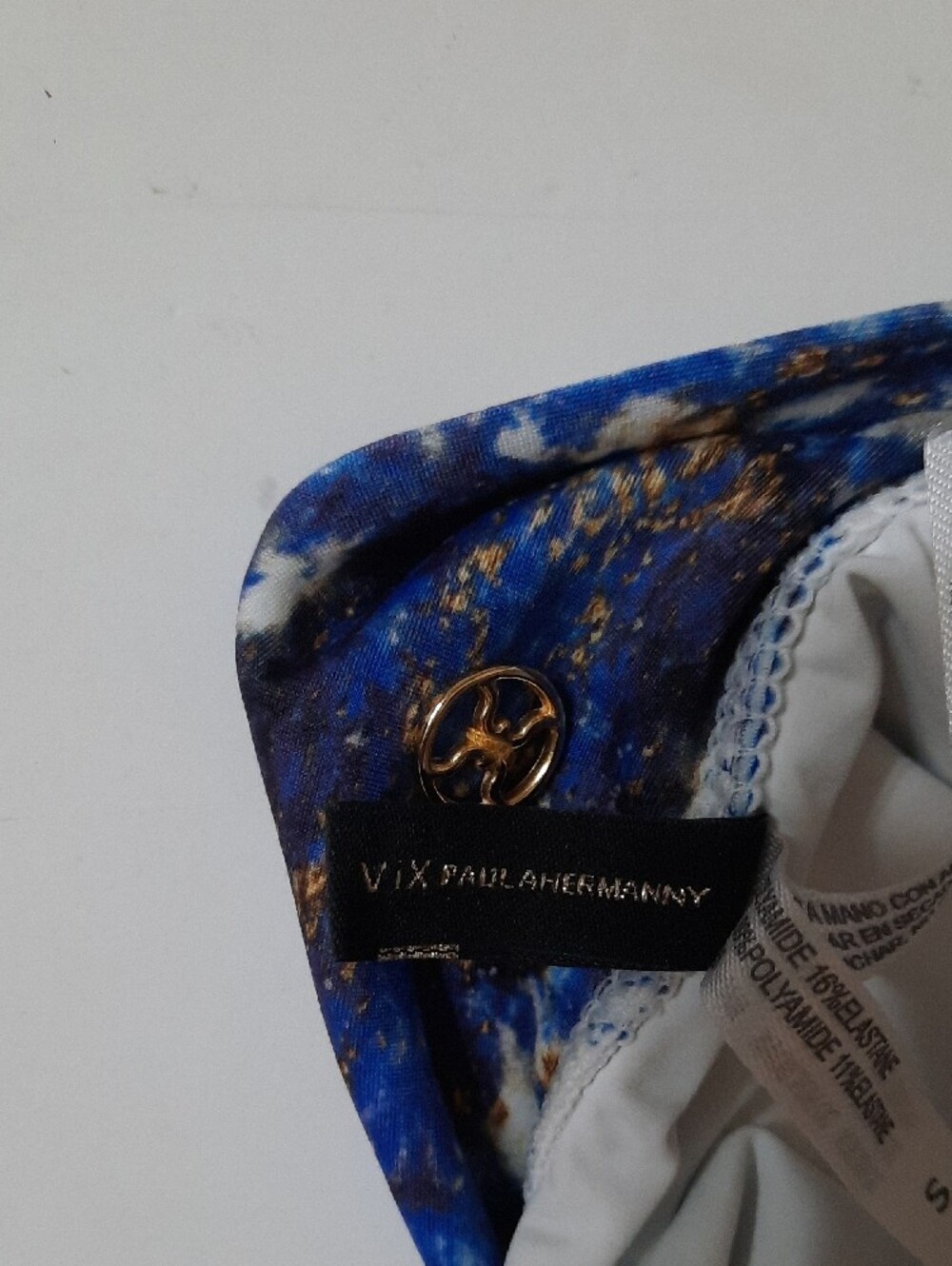 Blue Marble Print Halter Bikini Set - Picture 2 of 10